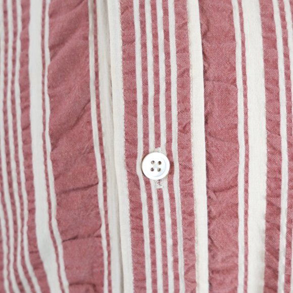 Hugo Boss Men's L Vintage Burgendy Striped Button Down Shirt - Picture 4 of 15